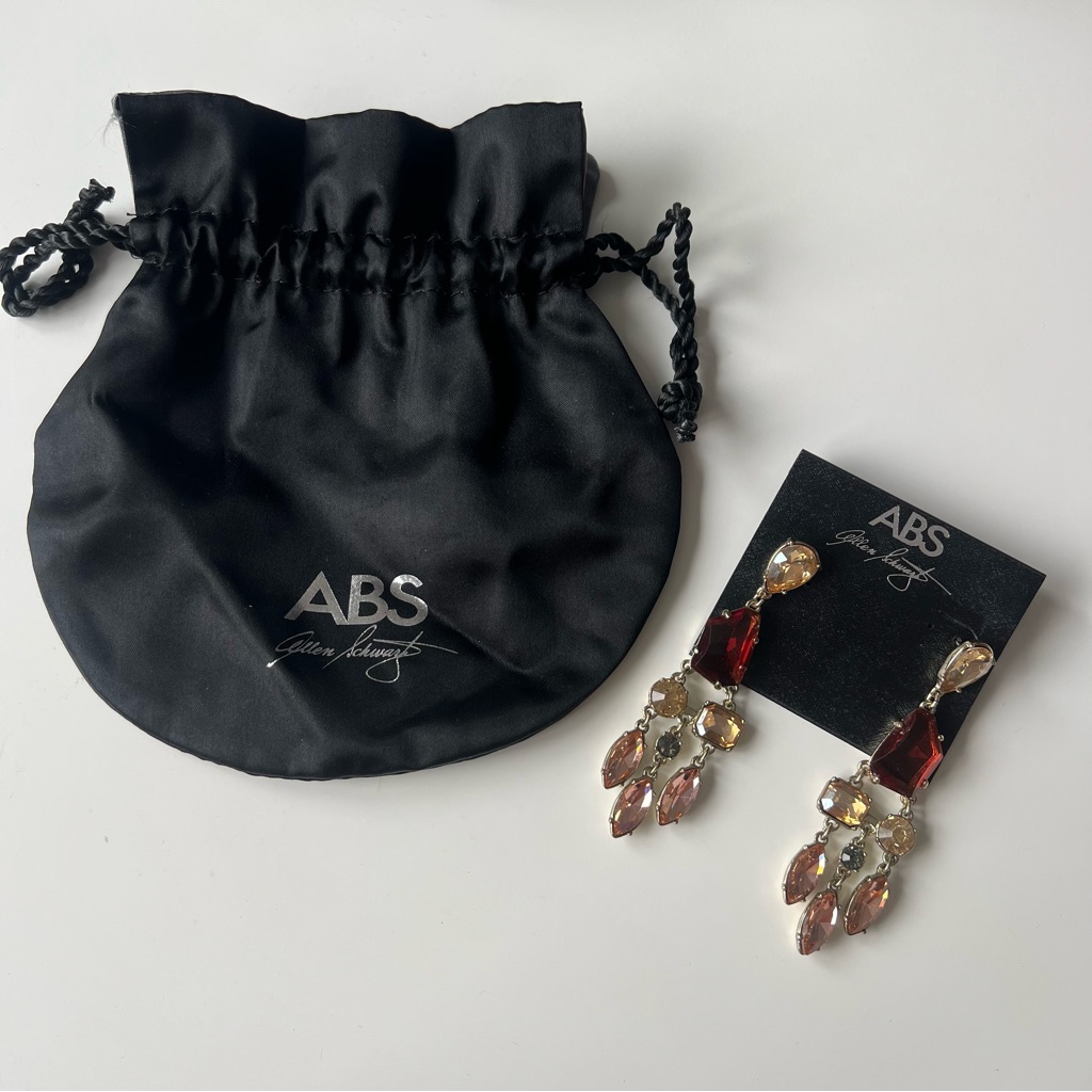 New Abs Gold And Red Drop Cocktail Earrings 35$